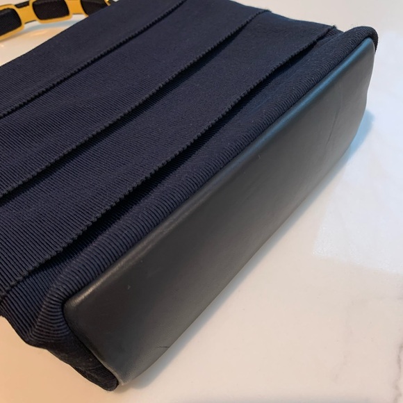 Navy blue Ferragamo fabric bag with beautiful gold signature handle. - Picture 13 of 14